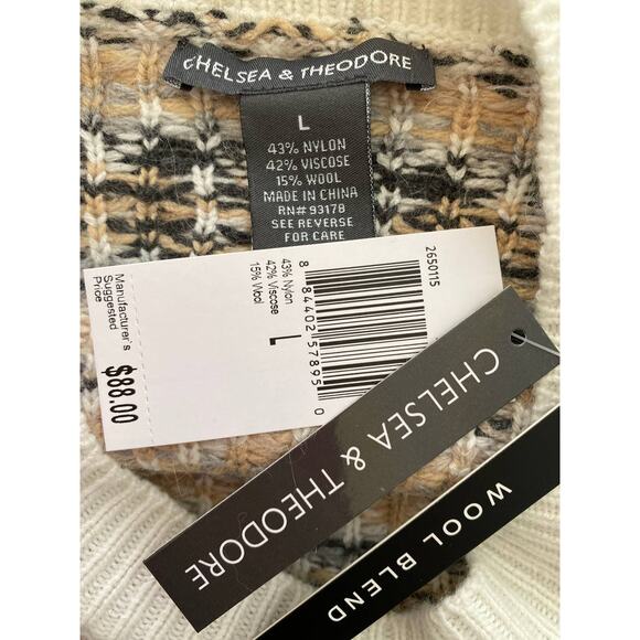 Chelsea & Theodore Womens Wool Patterned Long Sleeve Sweater NEW Size Large - Picture 7 of 9